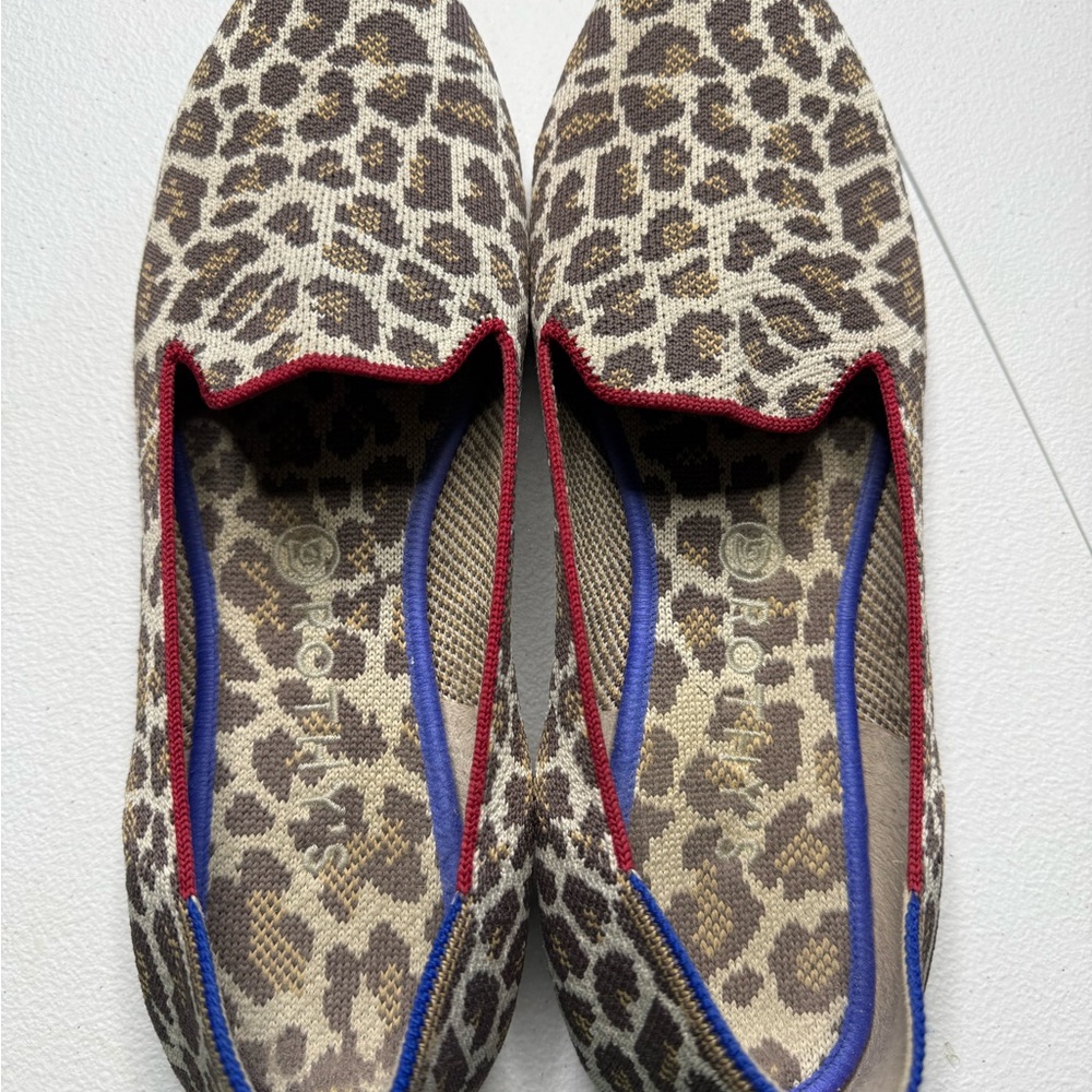 Rothy's Brown and Red Flats with Bold Design